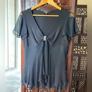 Formal Black Short Sleeve Top